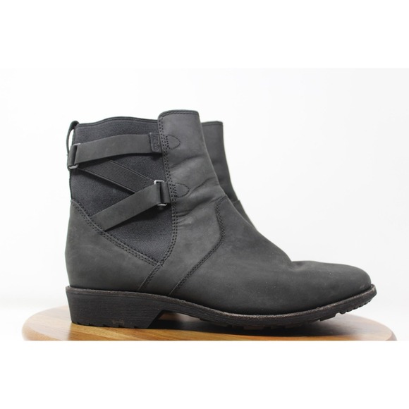 Teva Ankle Boots Womens Size 10 Black Leather Side Zip Strap Casual 1103224 - Picture 1 of 10